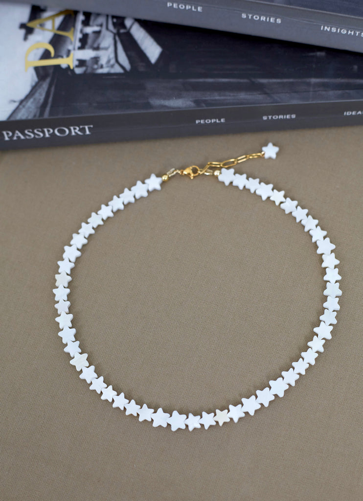 White necklace with stars for summer