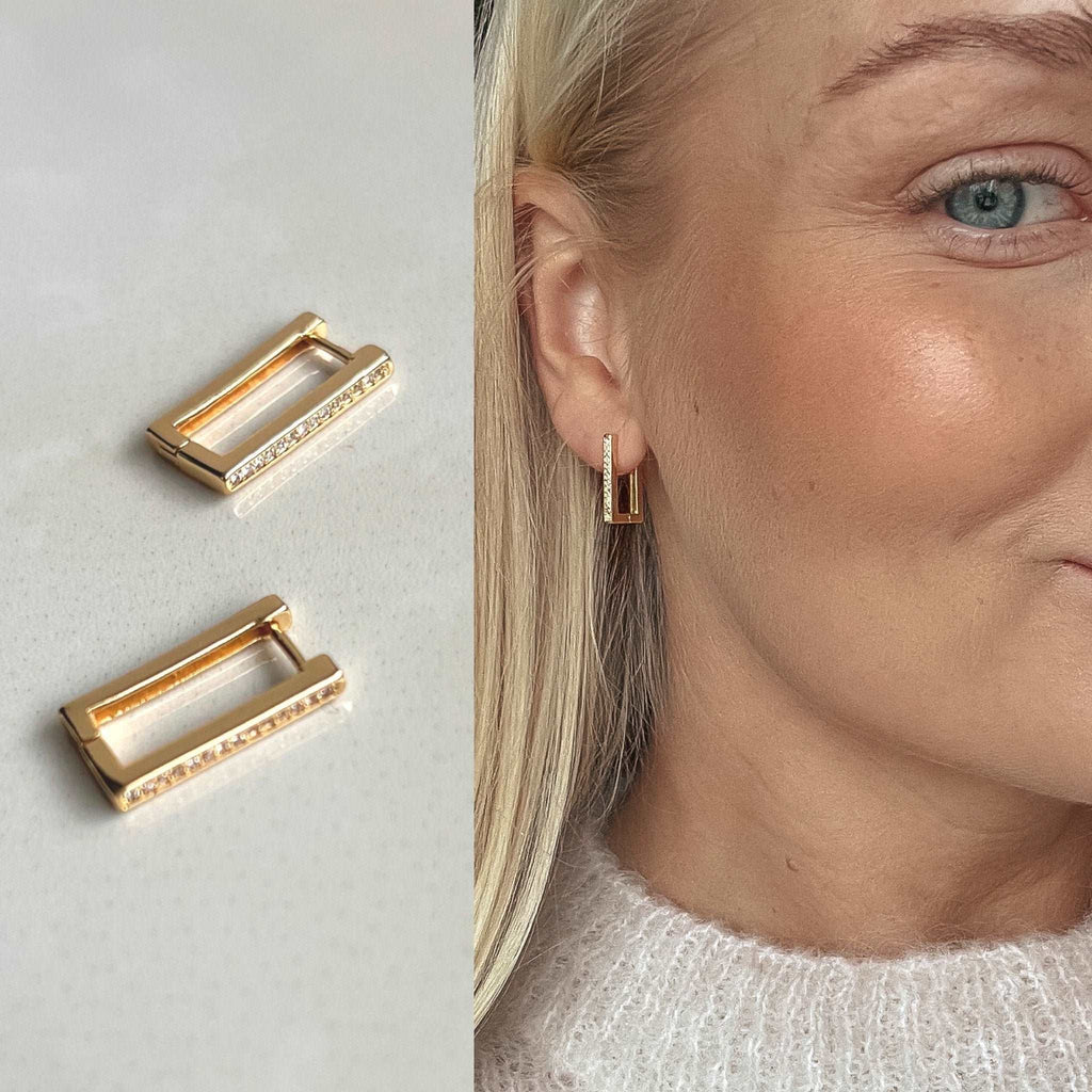 Gold square earrings