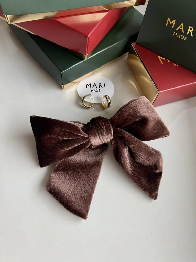 Dark brown bow hair clip