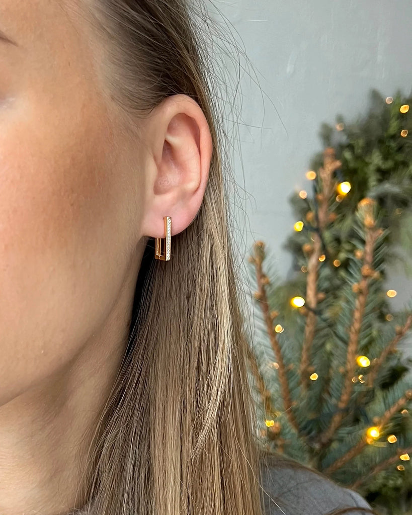 Gold square hoops