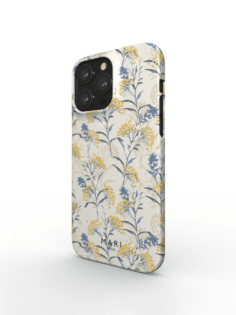 Modern white phone case with flowers