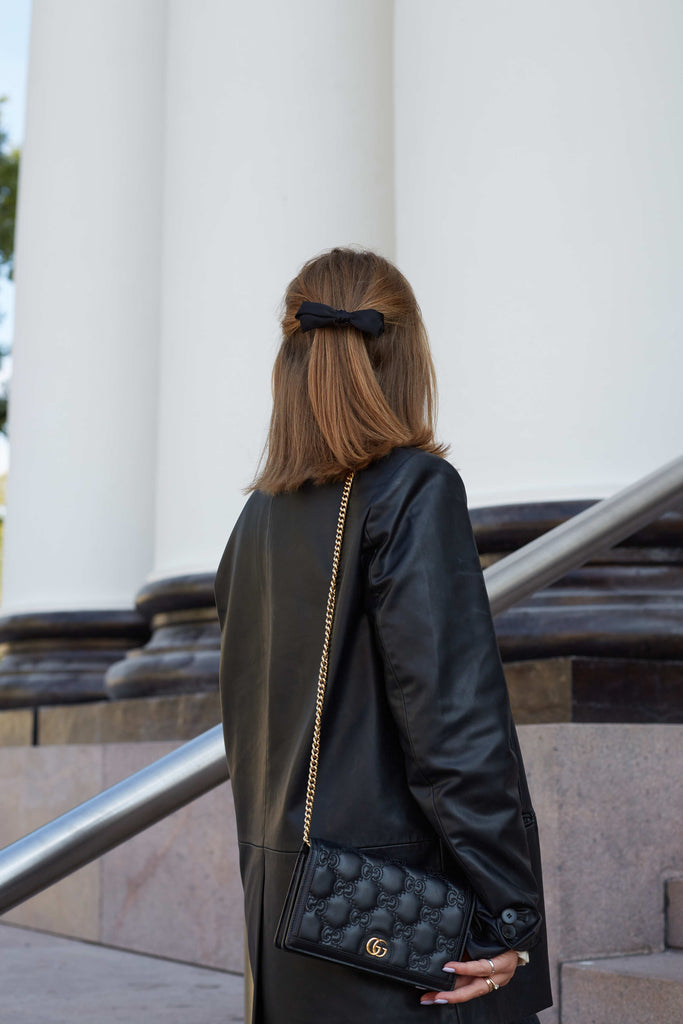 Black mini bow barrette