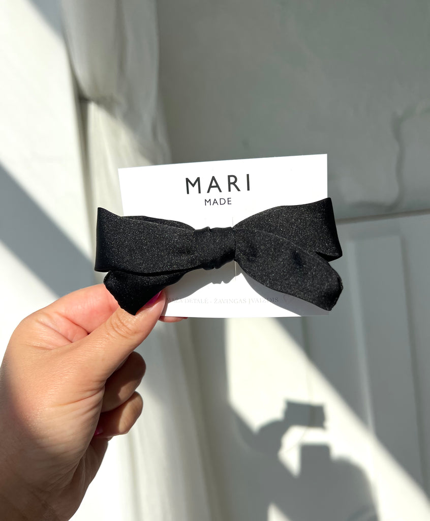 Sparkling black mini bow hair clip