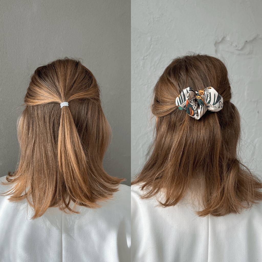 White hair clip with green motive