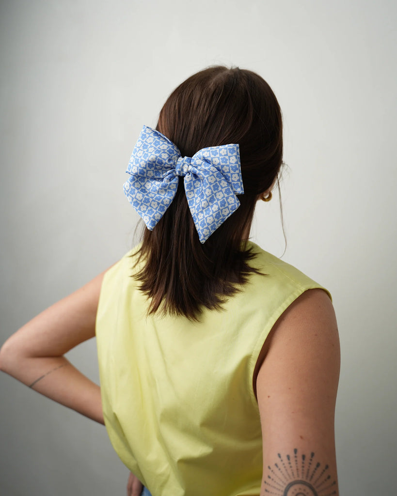 Blue bow barrette