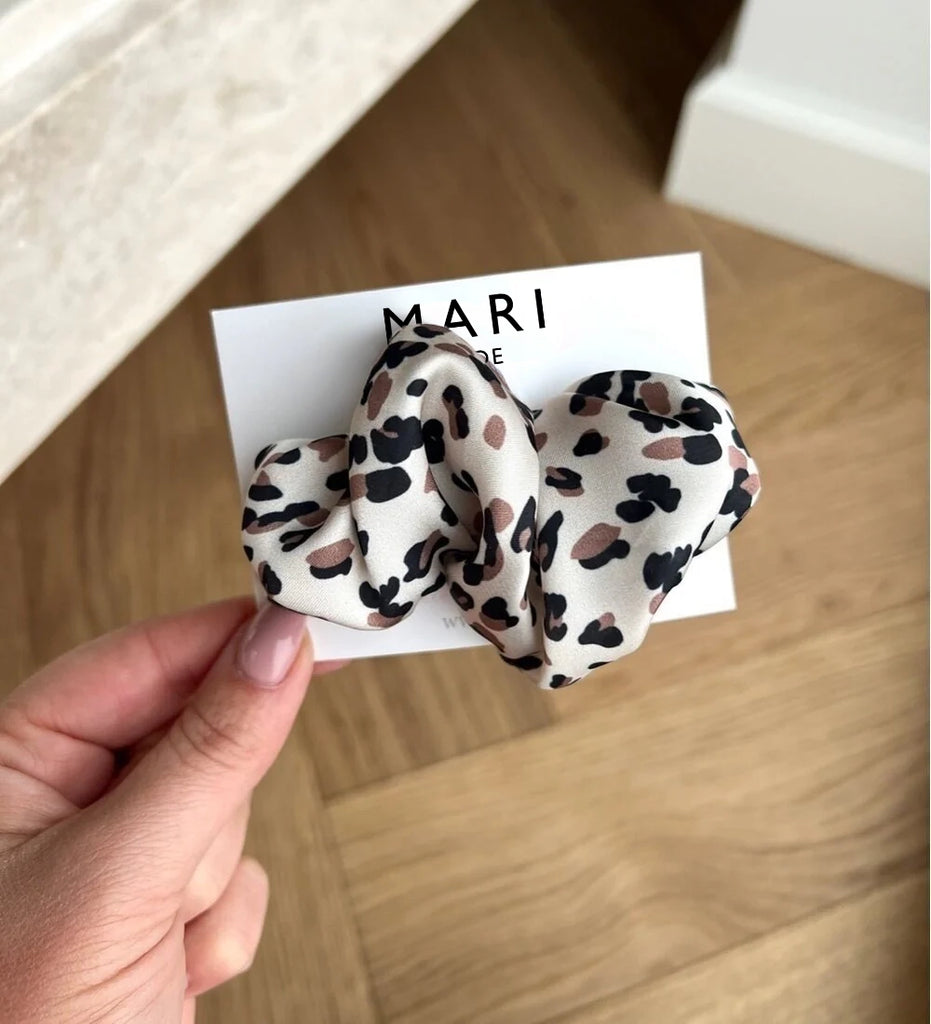 Leopard Fashion Scrunchie Barrette and Swarovski Earrings