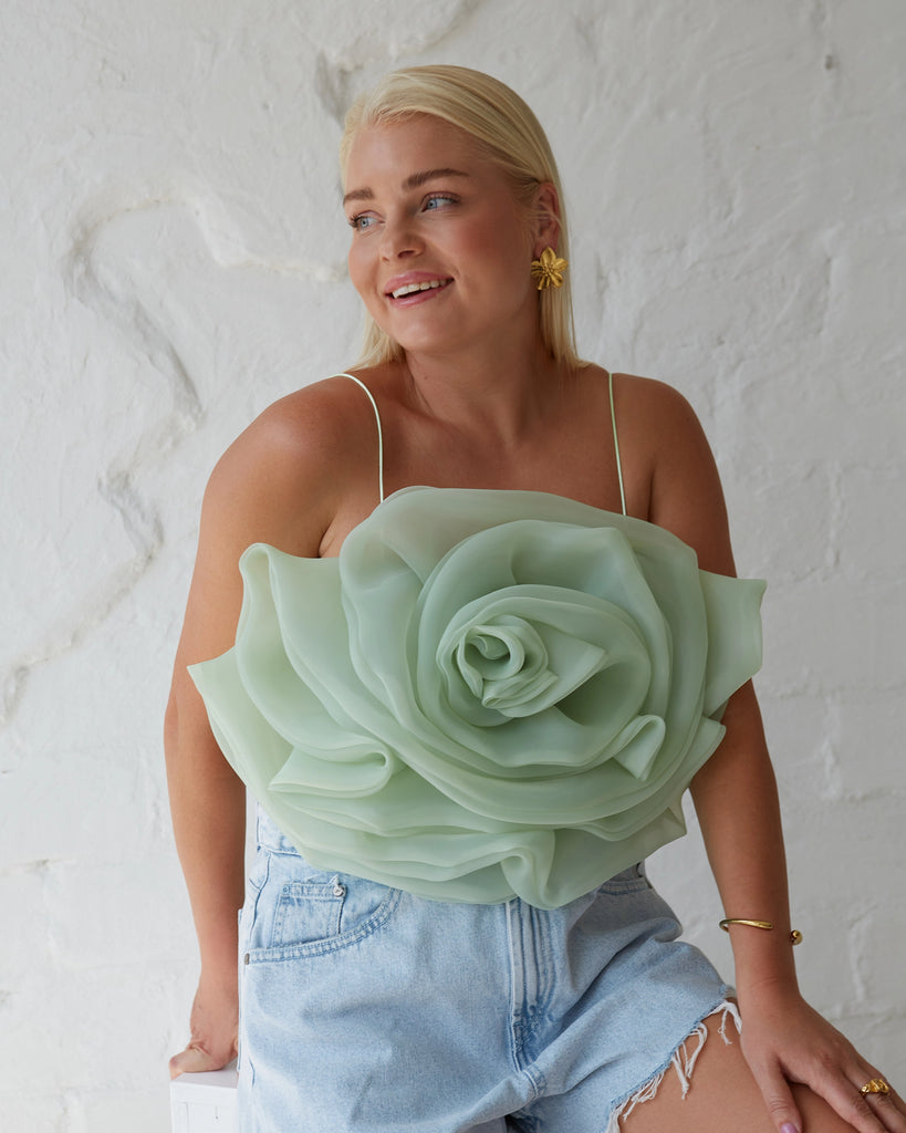 PASTEL MINT FLOWER TOP