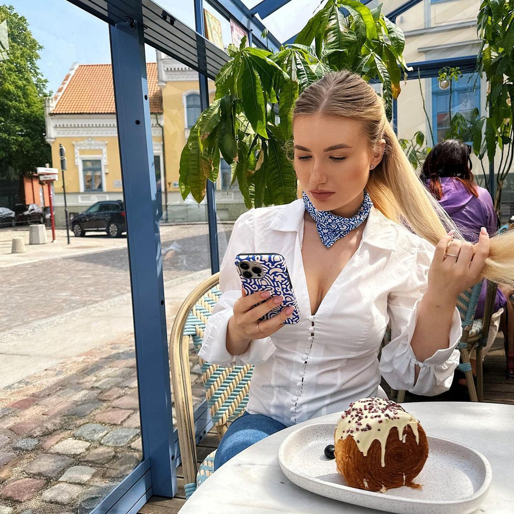 Blue and white accessories match