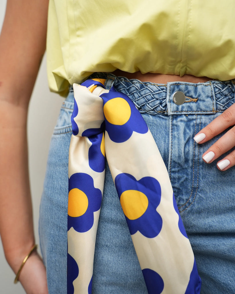 White scarf with flowers