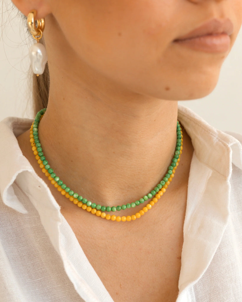 Green and yellow necklaces