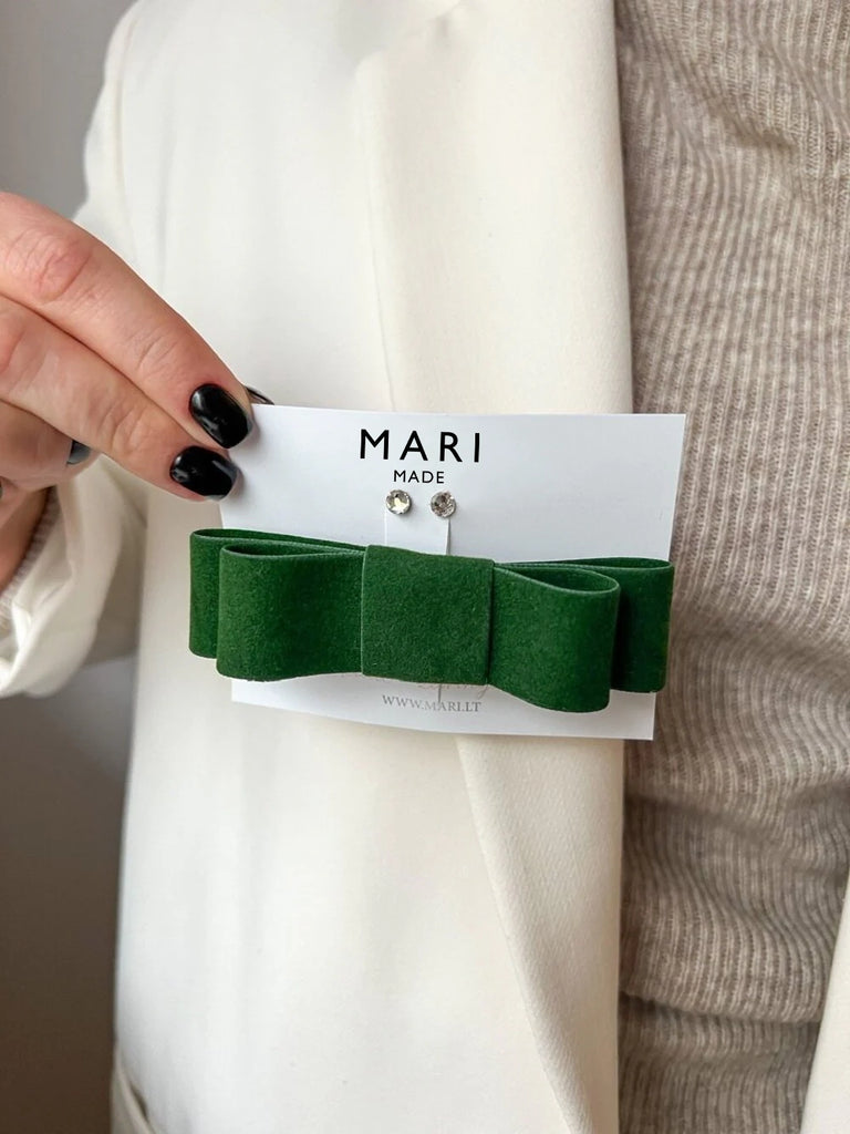 SOLID GREEN RIBBON BARRETTE