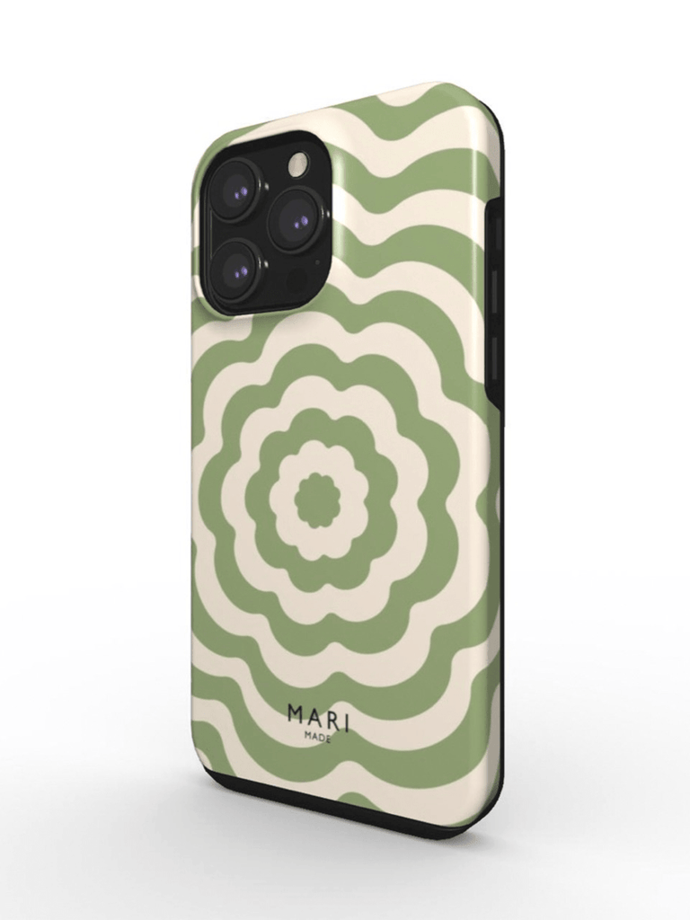 Green phone case with white flower