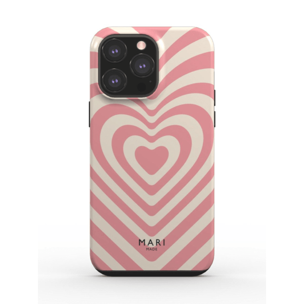 White phone case with pink hearts