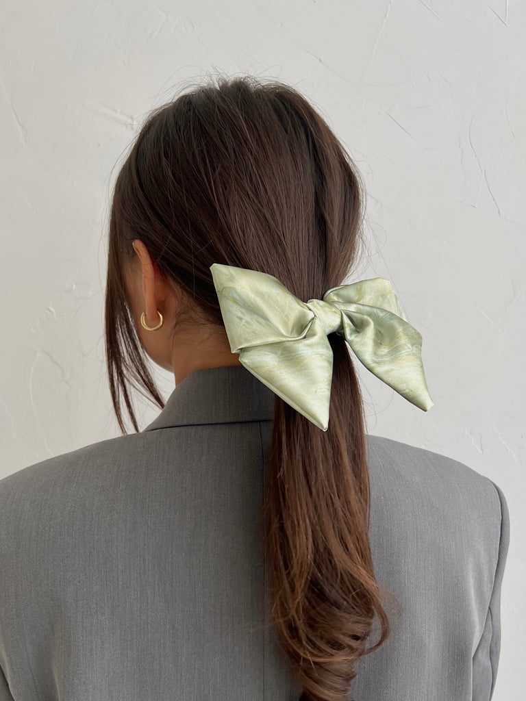 Mint bow hair clip