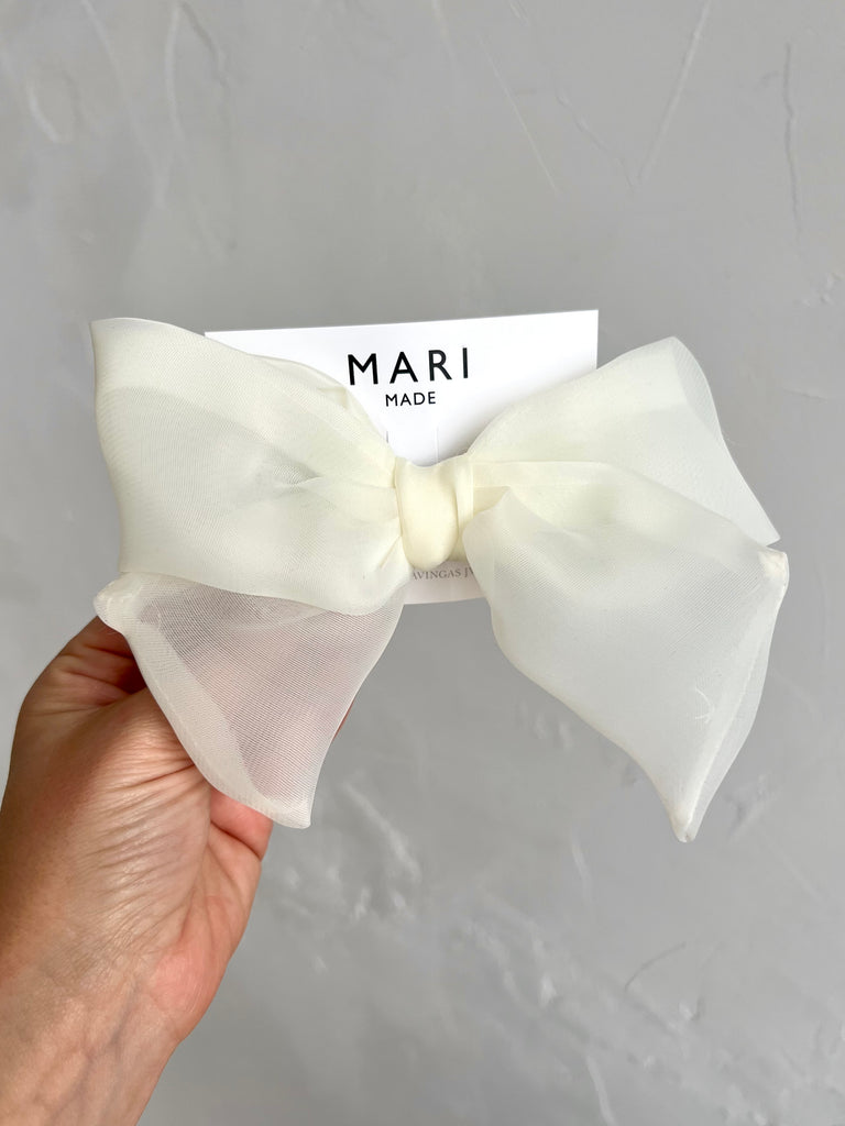 White bow hair clip for occasions