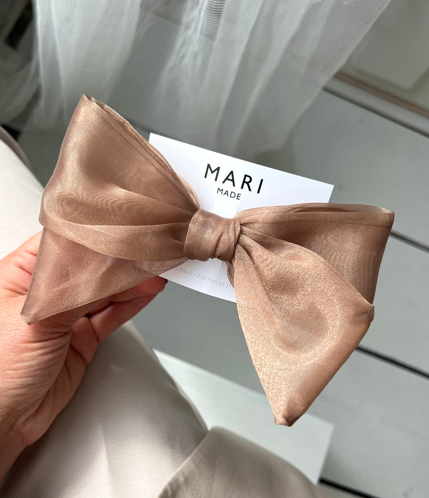 Sparkling brown bow hair clip