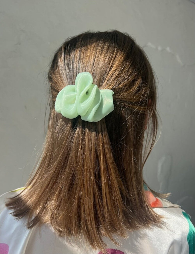 Pastel mint scrunchie hair clip