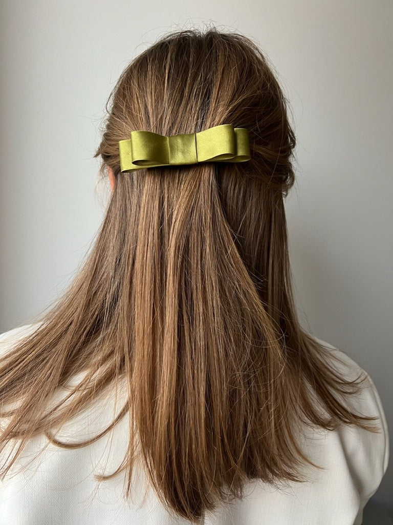 Royal green ribbon hair clip