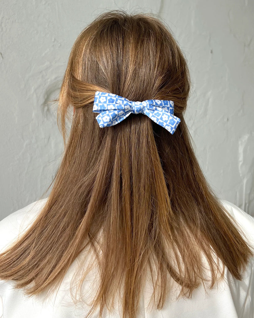 Blue mino bow barrette