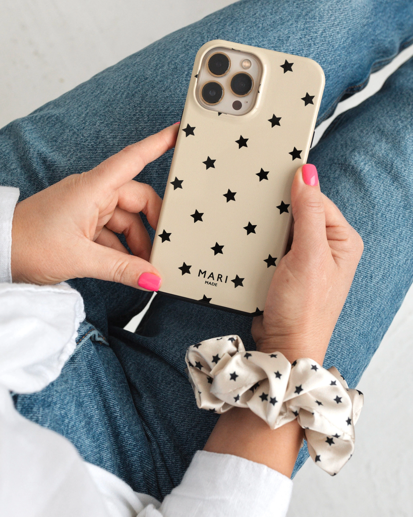 Nude phone case with black stars