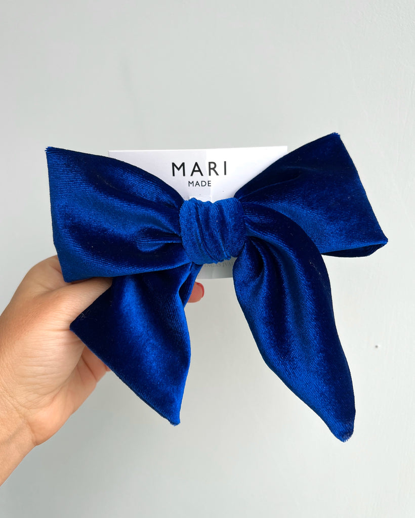 BLUE BOW BARRETTE