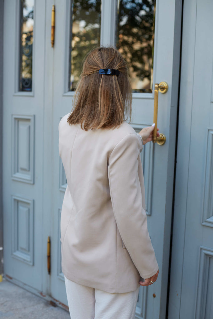 Midnight plain long barrette