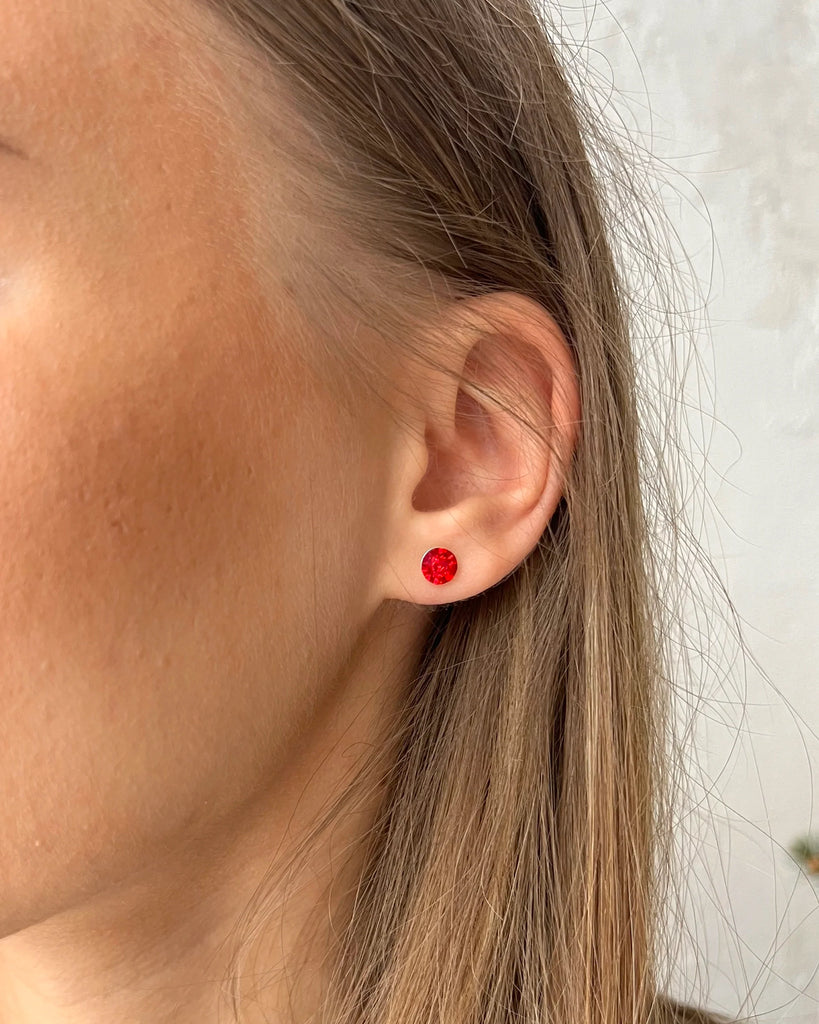 Bright red mini earrings