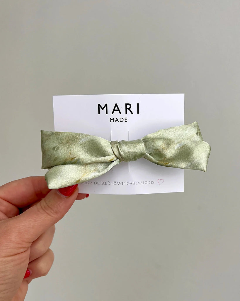 MINT MARBLE MINI BOW BARRETTE