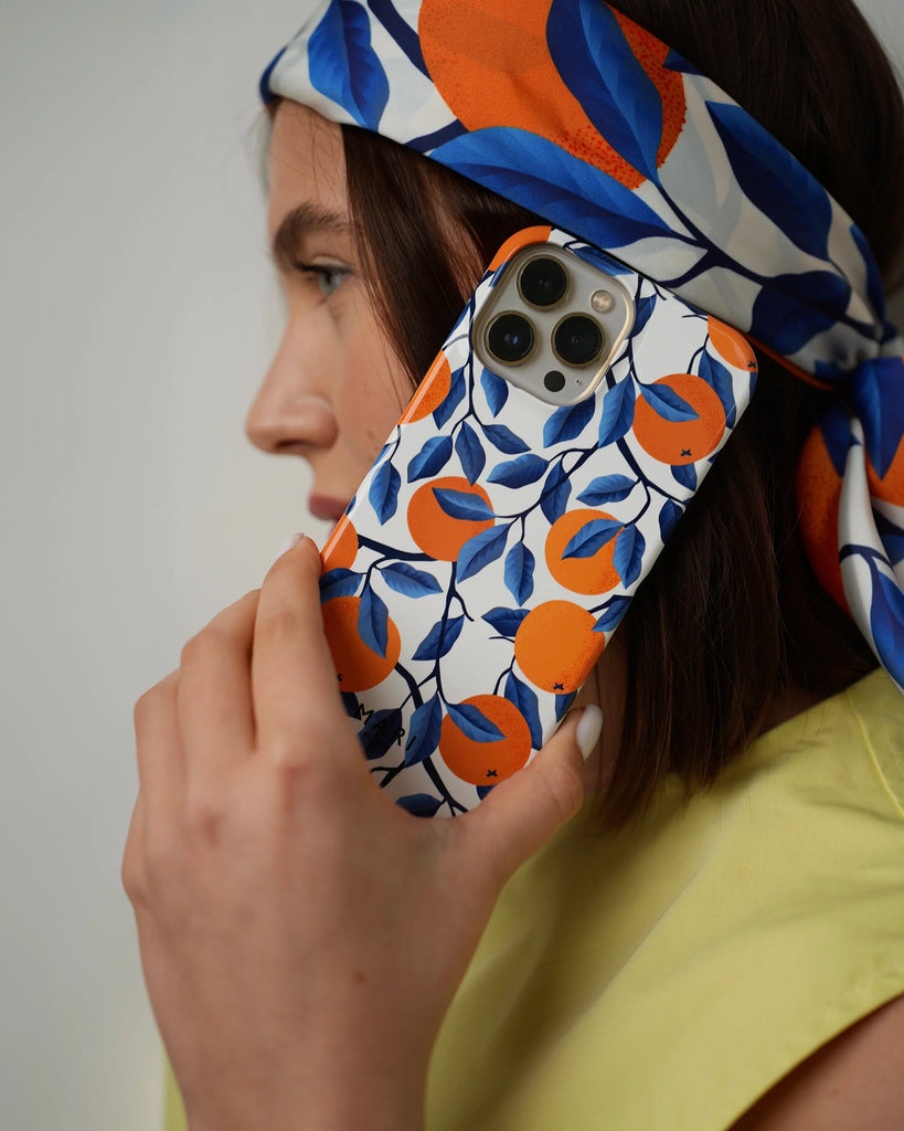 Bright scarf and phone case match