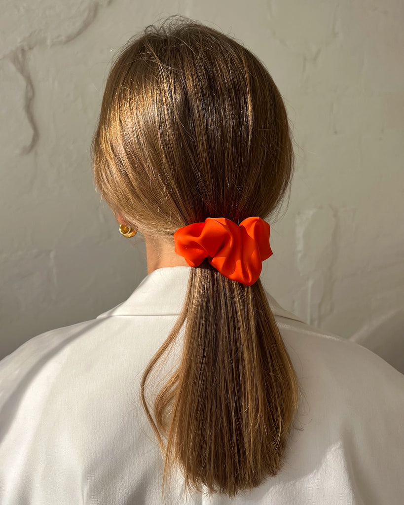 Orange scrunchie hair clip