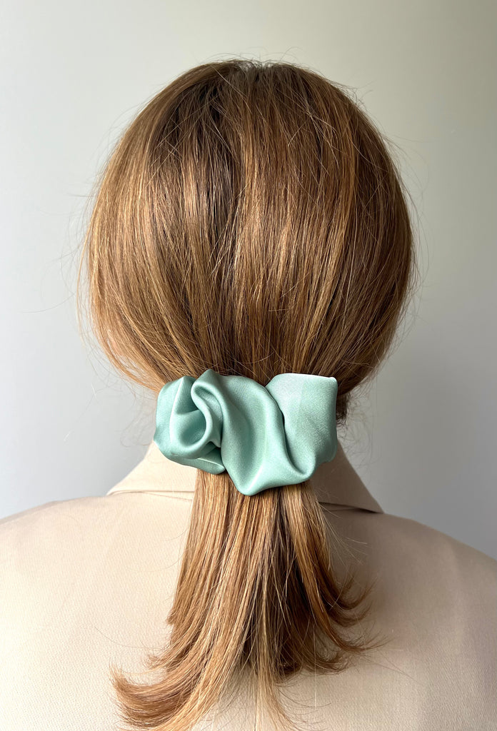 Paris green scrunchie hair clip