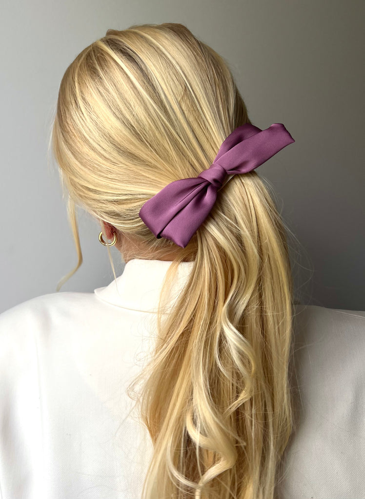 Grape mini bow hair clip