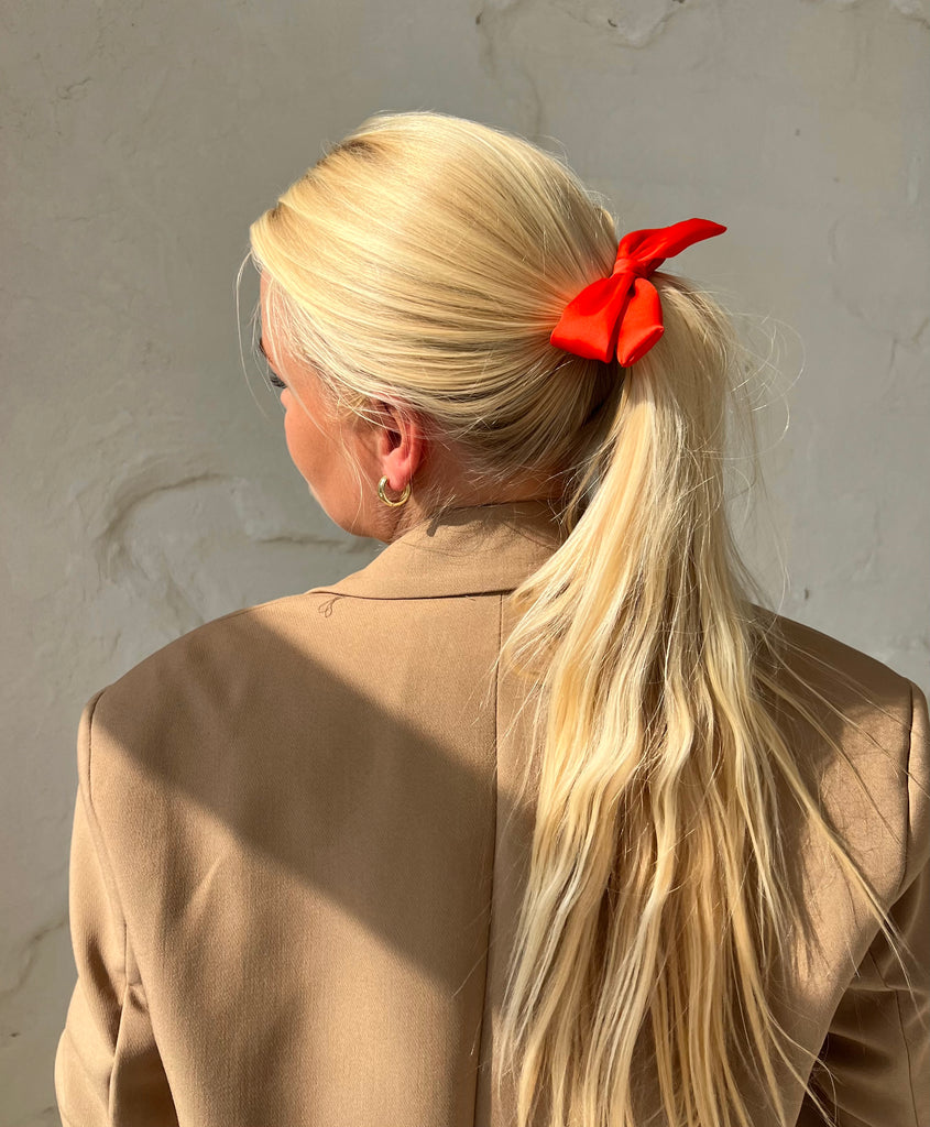 Dark orange mini bow hair clip