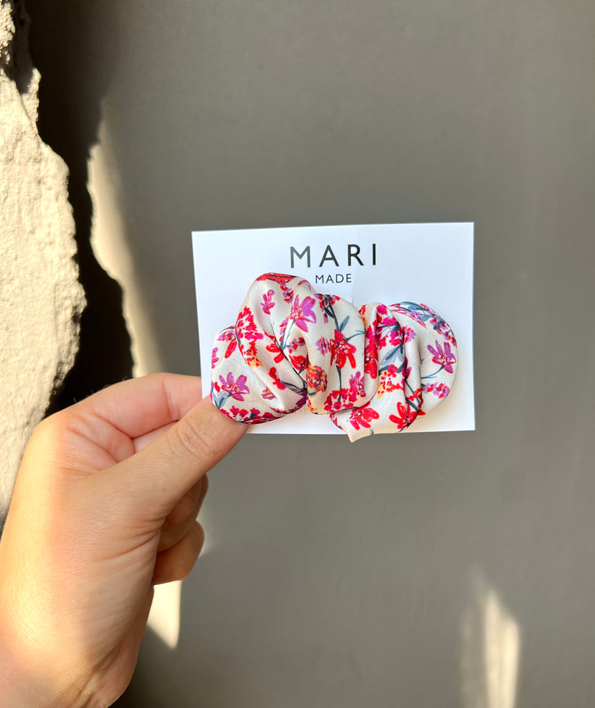 Scrunchie barrette with bright flowers