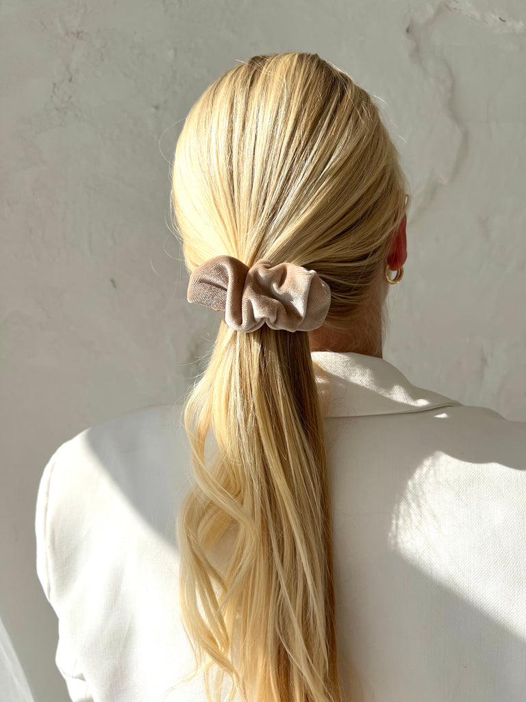 Velvet nude scrunchie hair clip