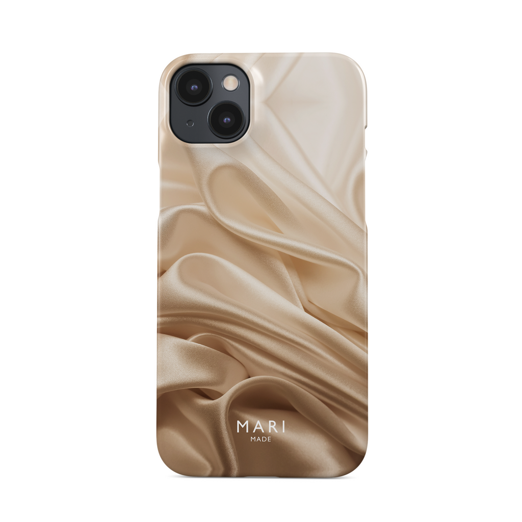 White and brown silk phone case