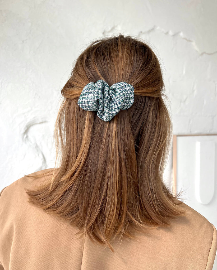 Blue shades scrunchie hair clip