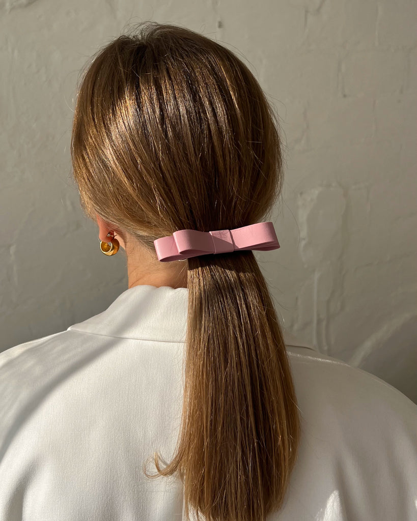 Pink eco leather hair clip