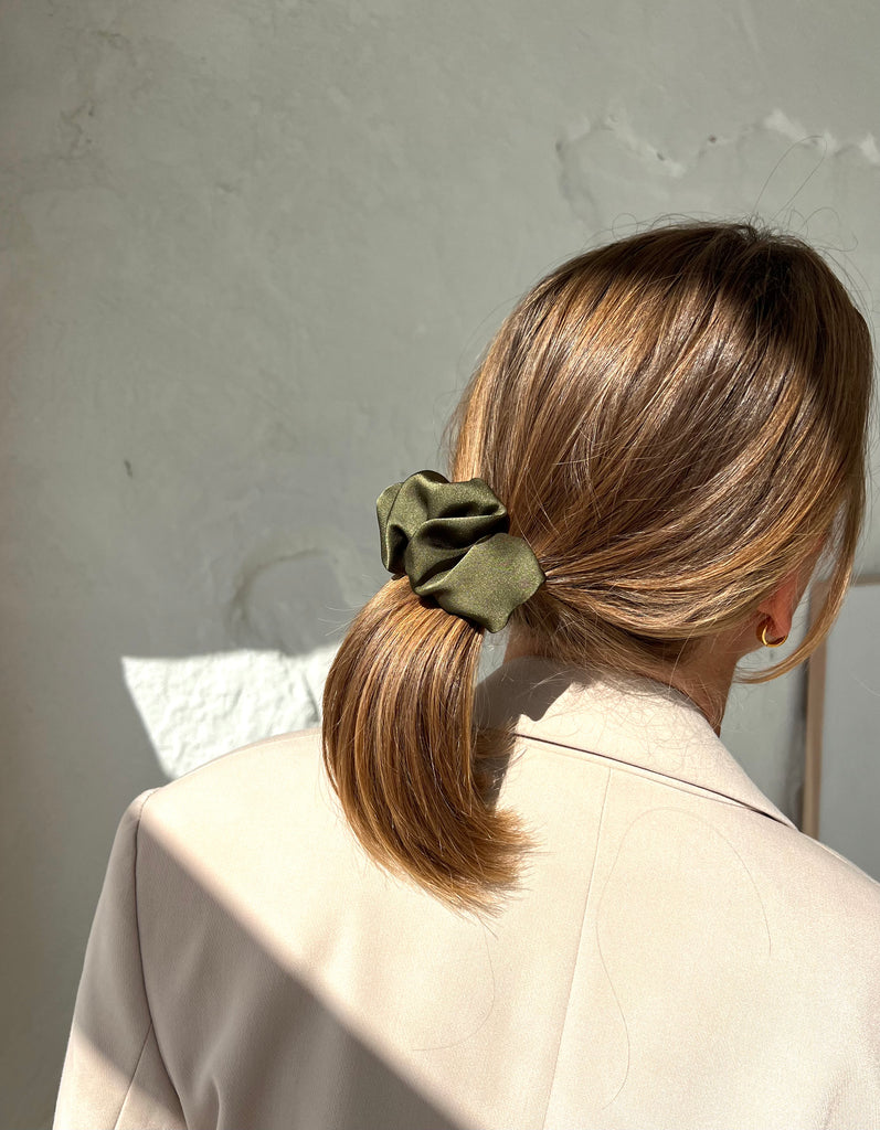 Khaki scrunchie barrette