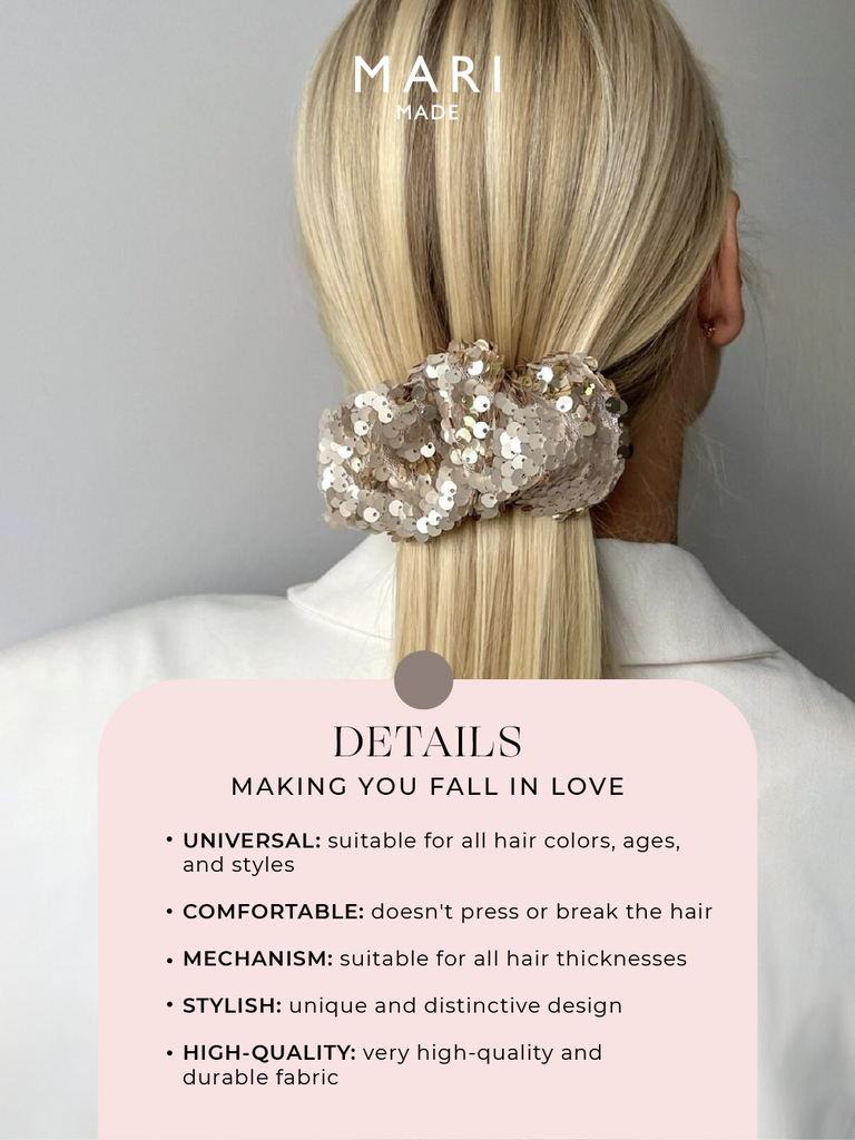 Sparkling nude scrunchie hair clip