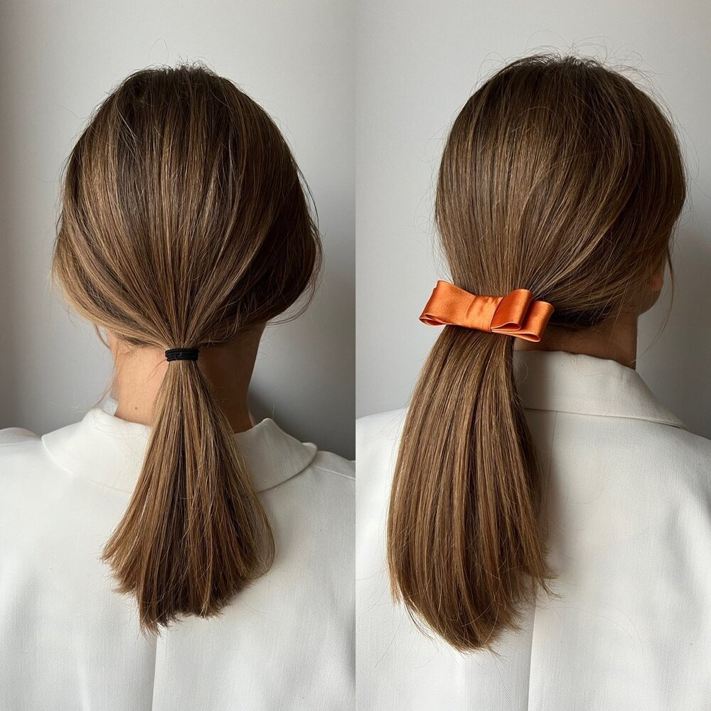 Orange ribbon barrette