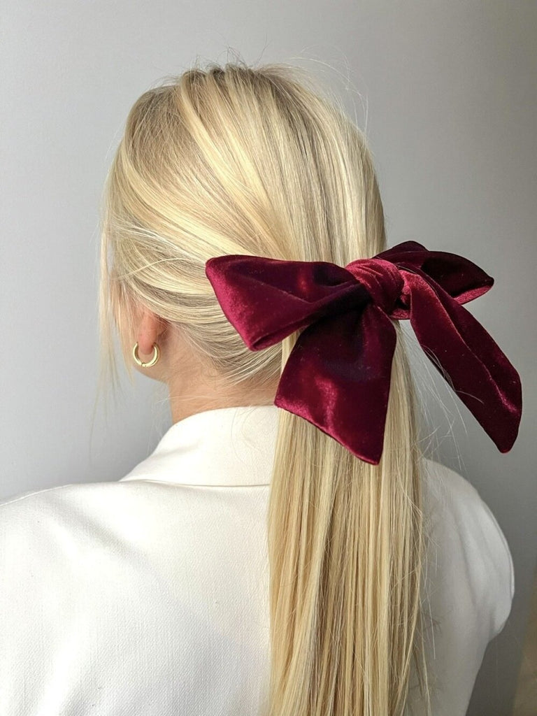 BURGUNDY BOW BARRETTE