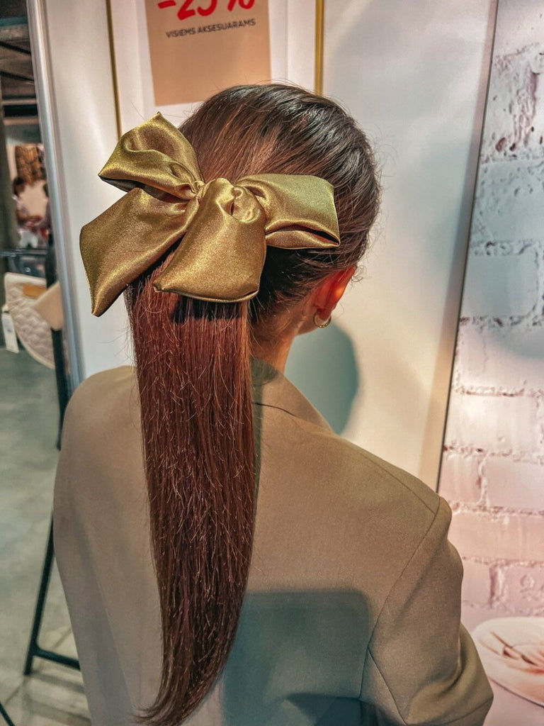 Khaki bow hair clip