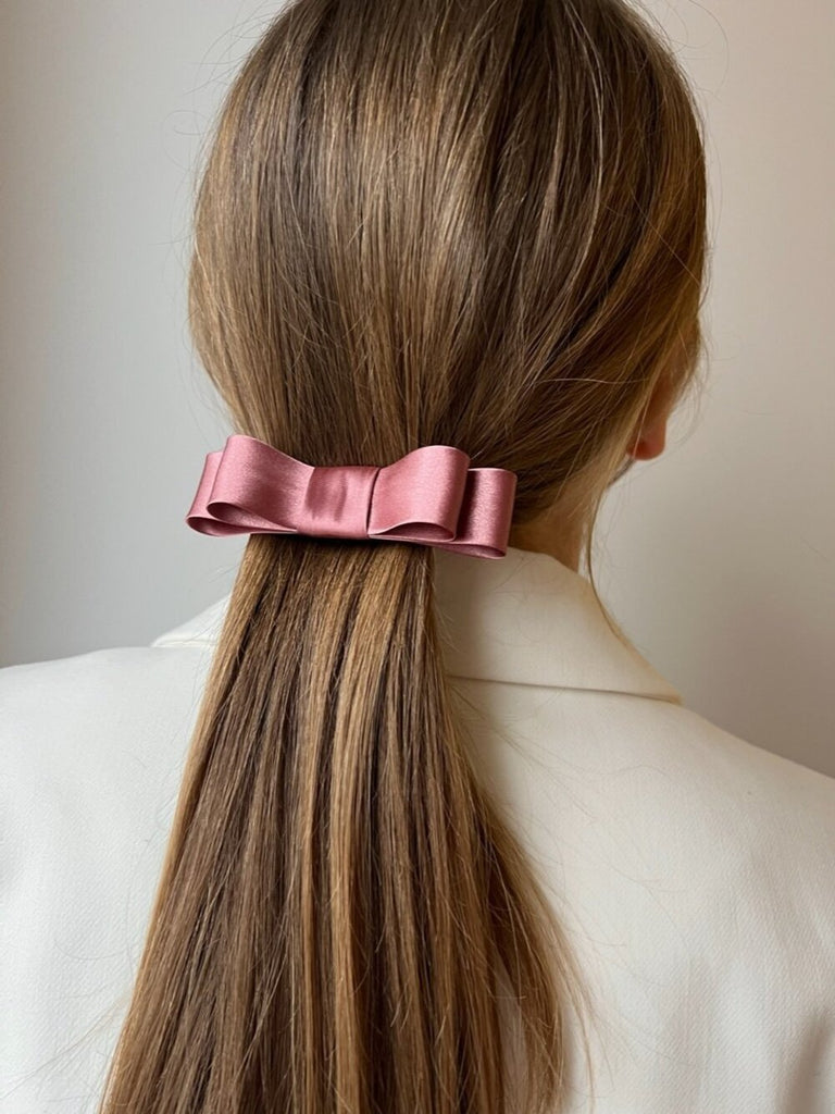 Pink ribbon hair clip