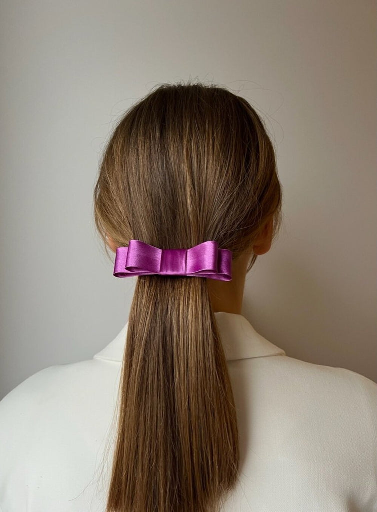 BRIGHT PUPRLE RIBBON BARRETTE