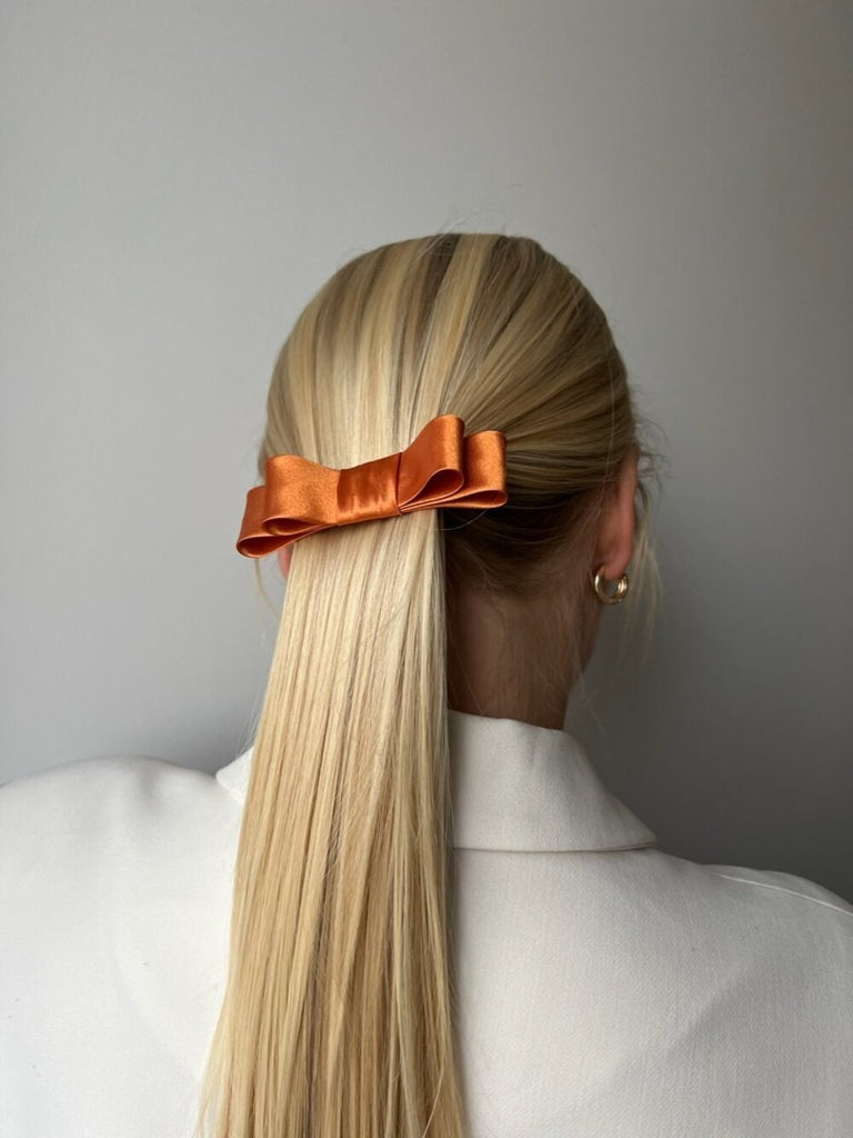 Orange ribbon hair clip