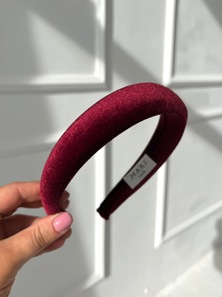 Bordeaux velour plain headband