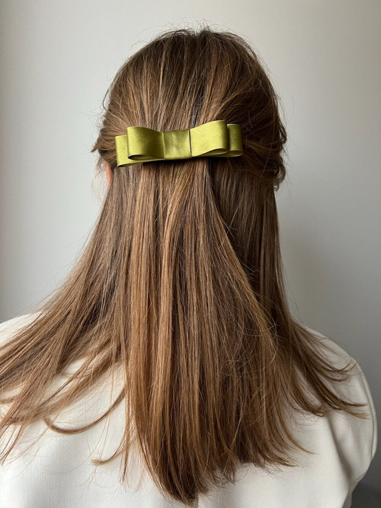 Chaki ribbon hair clip