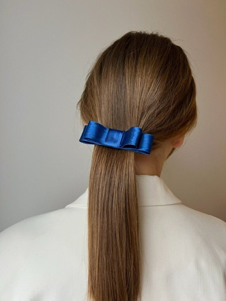 Dark blue satin hair clip