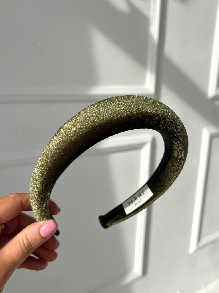 Chaki velour plain headband